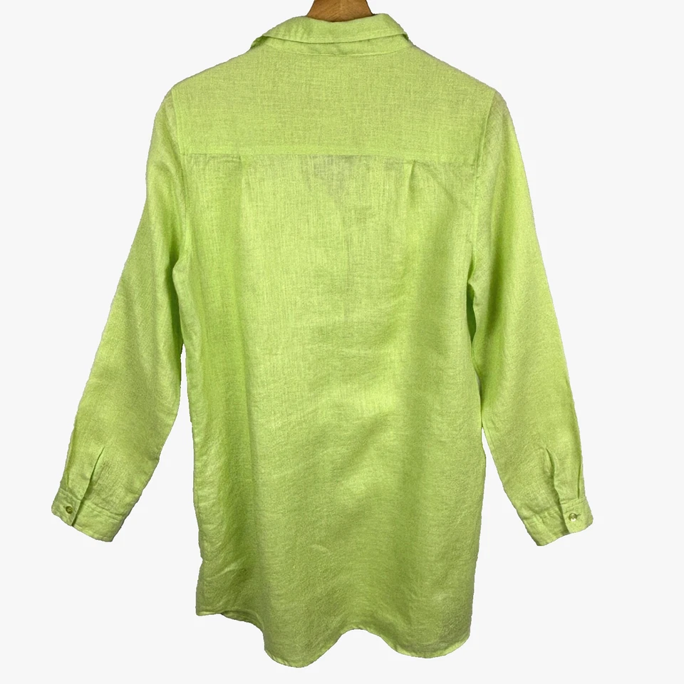 Camisa túnica Travelsmith mujer lino abotonada manga larga talla M clásica transpirable Foto 4 de 4