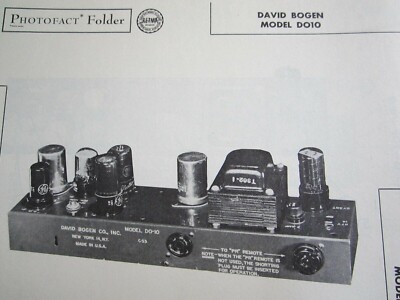 DAVID BOGEN DO-10 AMPLIFIER PHOTOFACT