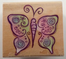 Stylized Butterfly Rubber Stampede Wooden Rubber Stamp 4514E