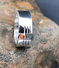 MODERN RING with 14K GOLD .925 STERLING SILVER FAST FREE SHIPPING