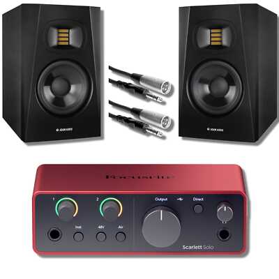 Focusrite Scarlett Solo 4th Gen Interface + Adam Audio T7V 7'' Monitors & Cables