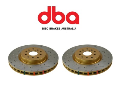 2 DBA Front Drilled/Slotted 4000 Series Rotors for 2018-2021 Subaru STi