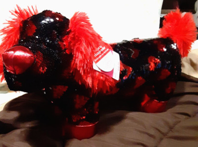 Valentine Plush Dachshund Reverse Flip Sequin Stuffed Animal Fuzzy Ears and Tail