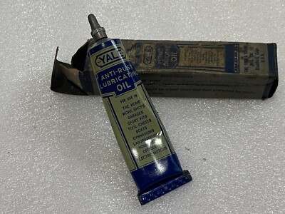 vtg Yale Towne  Lead Spout Top Lubricant Oil Tube Yale Lock Advertising Box