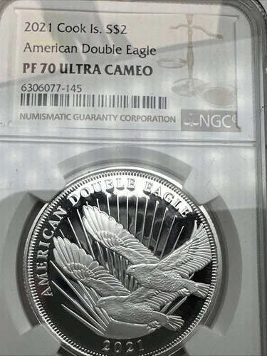 2021 Cook Is. American Double Eagle S$2 NGC PF70 Ultra Cameo 1/2oz .999 Silver