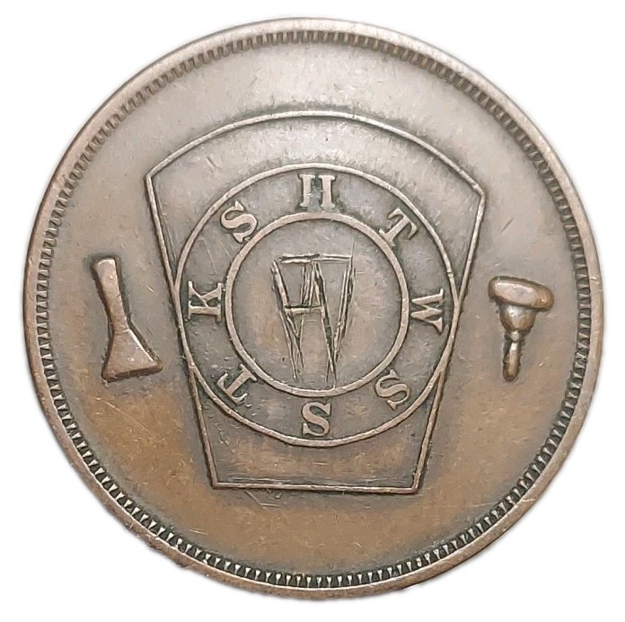 US Old Masonic Penny Token Youngstown Ohio OH Chapter 93 R.A.M.  Oct 1866