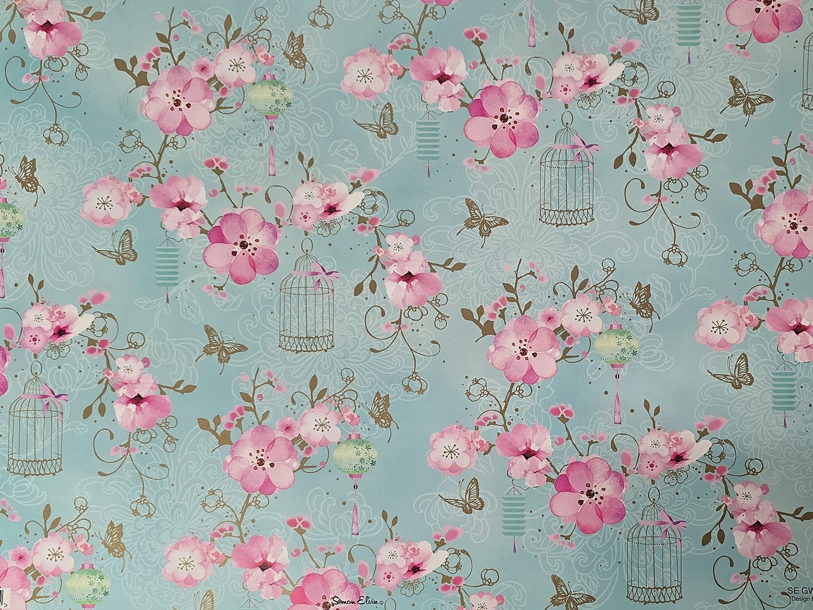 2 x Sheets of Gift Wrap Wrapping Paper Any Occasion Flowers Butterflies