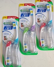 3 pks 6 brushes GUM Folding Compact Travel Toothbrush Tongue Cleaner NEW