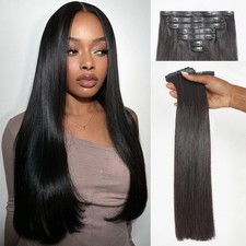 LUVME Clip in Hair Extensions 16 Inch 2 Pack 270g 18pcs Silky Straight Natural