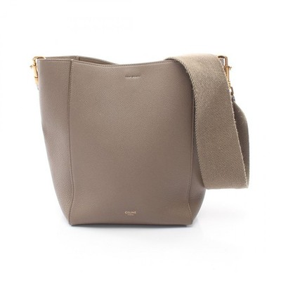 CELINE Sangle Bucket Small Shoulder Tote Bag 189303 Leder Beige Gebraucht Damen