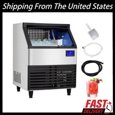 176lbs/24 Hours, Commercial Ice Maker, Ice Maker Machine with 99lbs Storage Bin