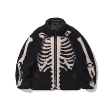 KAPITAL Double sided fleece bone warm semi high neck lambskin jacket