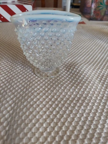 Moonstone, Hobnail, Fenton  Glass  Small Fan Vase