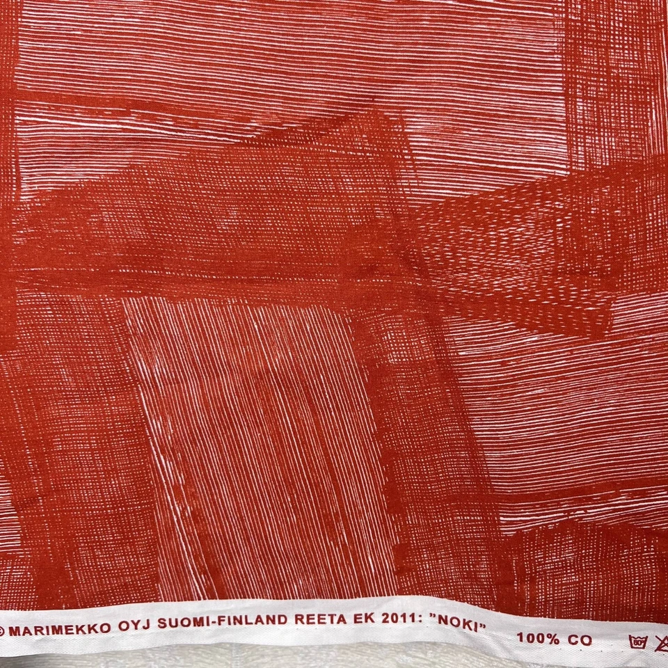 Marimekko Noki rust-red 100% cotton fabric end of bolt remnant abstract Scandi - Image 2 of 3