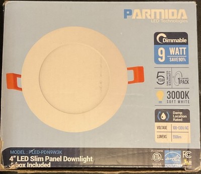 Parmida LED Technologies 4'' Slim Panel Downlight PLED-PDN9W3K 9W 3000K Dimmable