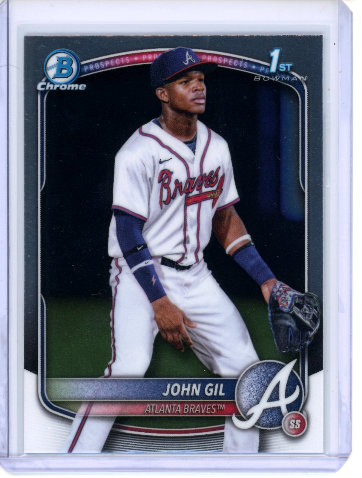 2025 Bowman Chrome John Gil 1st Bowman Base #BCP-172 Atlanta Braves