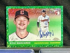 Kyle Manzardo Chrome Platinum 2025 Green Diamond /75 Auto