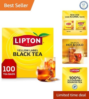 Black Tea Bags - High Caffeine Hot or Iced, 100 Count for Energy Boost