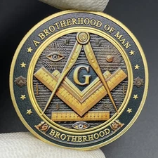 Freemasonry Challenge Coin Brotherhood of Man Masonic Coin The Eye of God Medal