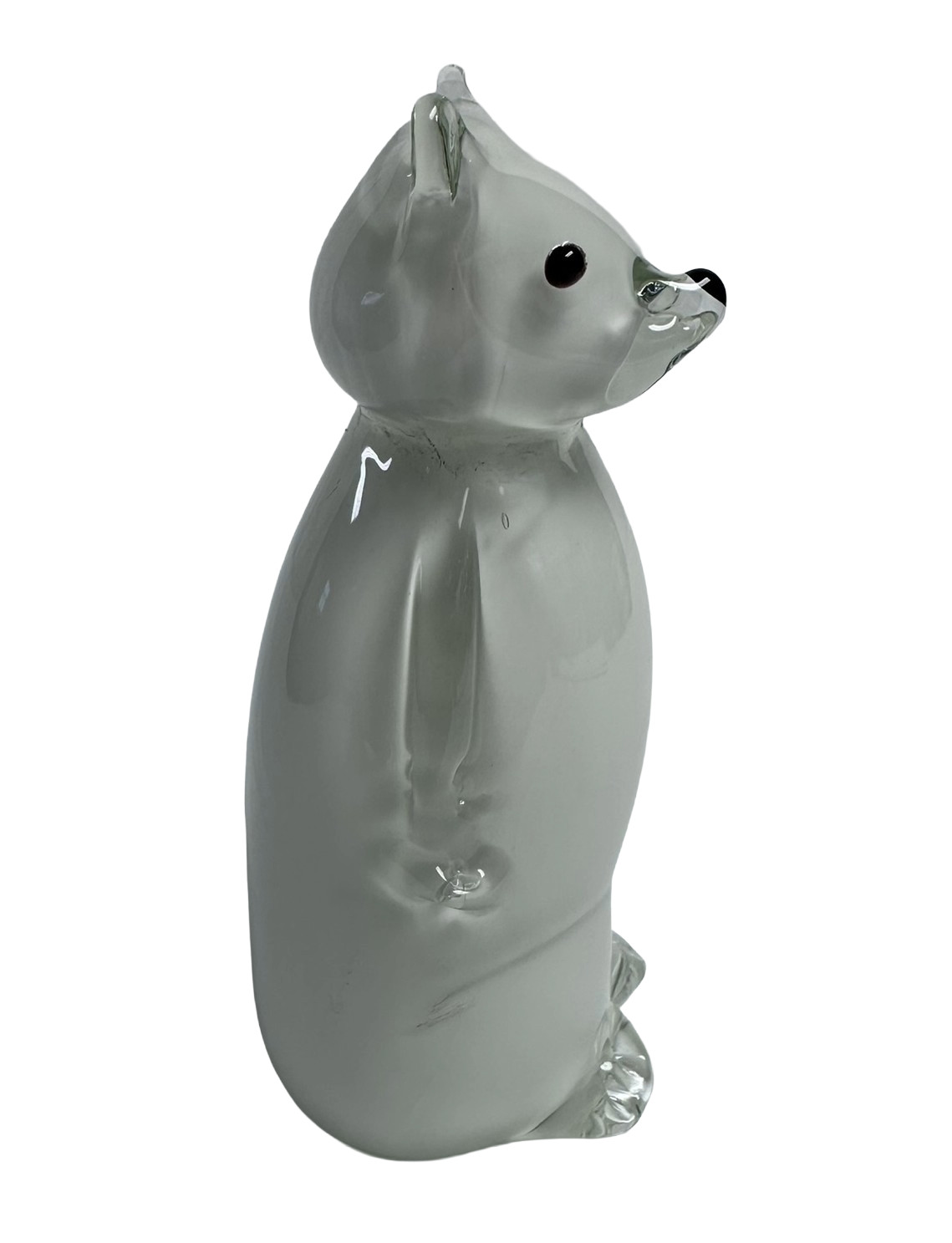 Murano style Polar Bear Sculpture 6″ Hand-Blown Art Glass Figurine