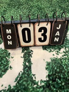 Metal Perpetual Flip Desk Calendar Organizer Black Date Day Month