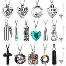 15 Pcs Urn Necklace for Ashes Women Keepsake Cremation Jewelry Stainless Stee...