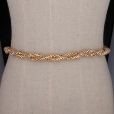 Fashion Women  s Gold Twist Waist Chain Band Metal Chain Charm Dress Belt