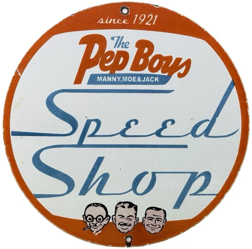 VINTAGE PEP BOYS MOTOR OIL PORCELAIN SIGN GASOLINE STATION PUMP PLATE SERVICE