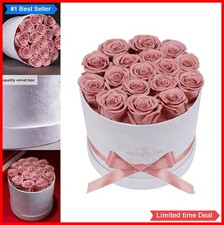 Preserved Roses 17 Flowers White Velvet Box Birthday Gift for Women Anniversary