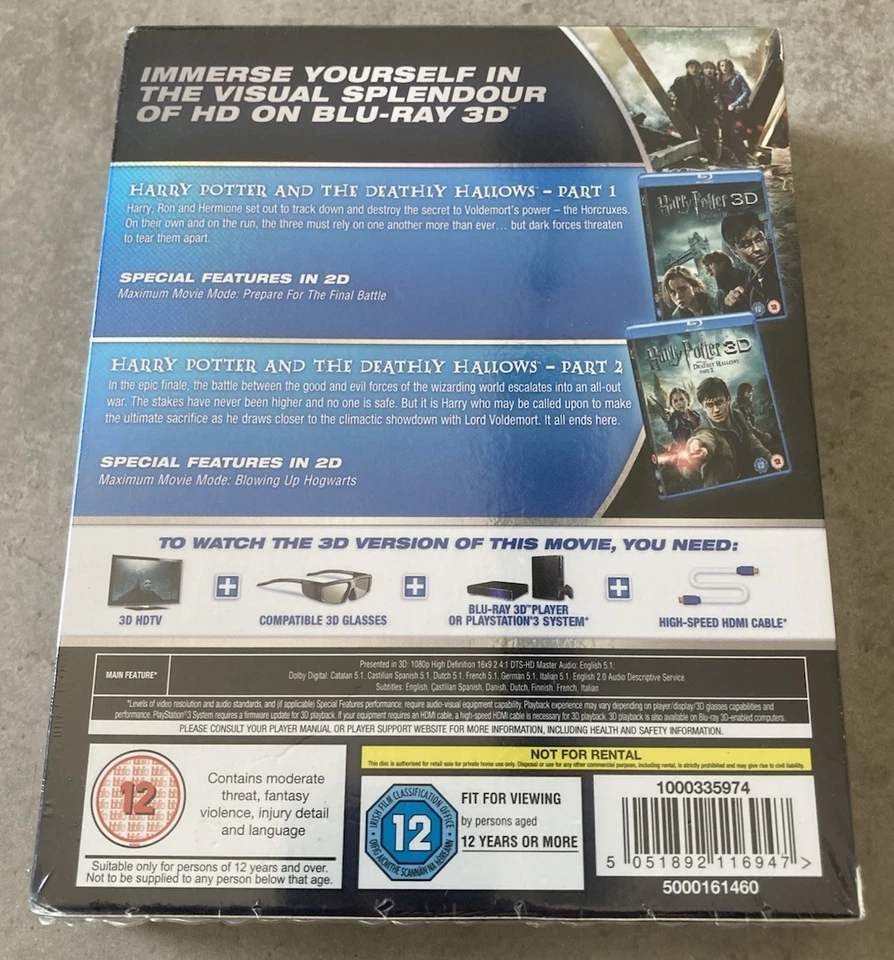 Harry Potter and the Deathly Hallows Parts 1 and 2 (Blu-ray 3D) New And Sealed - Image 2 of 4