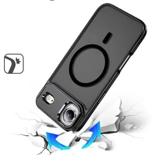 For iPhone Air Case Magnetic Circle with Metallic Lens Stand + Tempered Glass