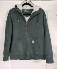 Carhartt Women's Full Zip Hoodie Jacket Sherpa Lined Sz L Green Clarksburg
