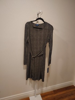 Apt. 9 Women's Plaid Shift Dress Size Large NWT Gray Black Long Sleeve