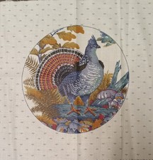 1 "Game Birds Picture Patch Circles" "Grouse" Cotton Fabric Panel Blue