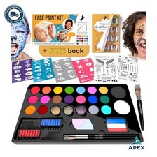 Face Paint Kit for Kids 107 Piece Washable Non Toxic 20 Colors Brushes Stencils
