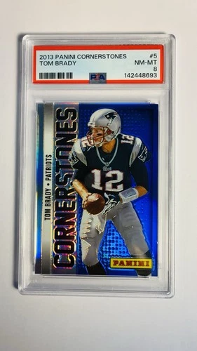 2013 panini prizm #5 Tom Brady blue hot box SP Cornerstones PSA 8 COLOR MATCH