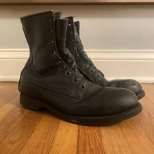 Vintage Addison Shoe Company Boots Mens Size 8R Black Leather Military 1980s