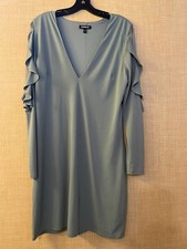 Express long sleeve deep V neck sheath dress size L light grayish blue