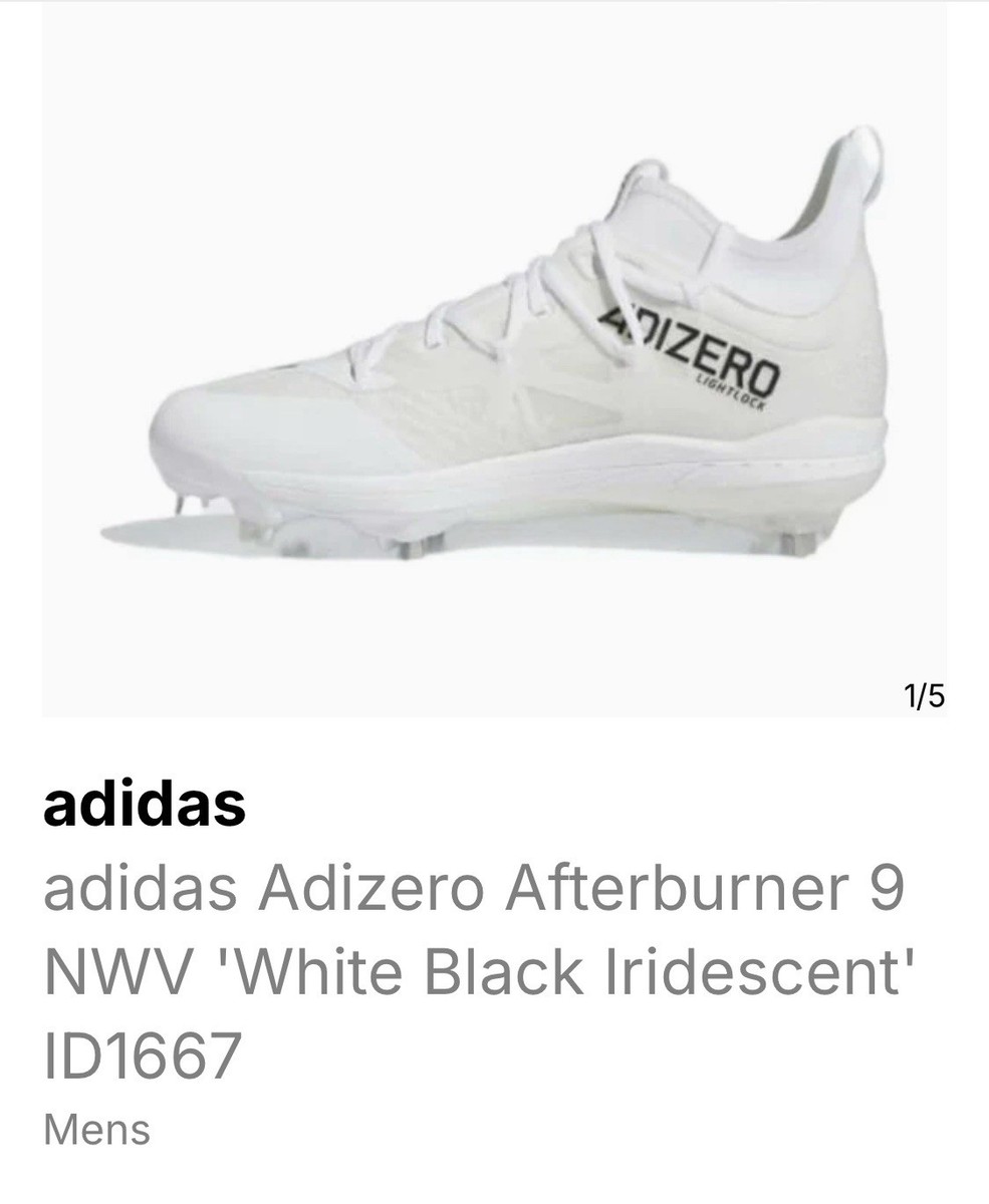 ID1667 Men's 8 adidas Adizero Afterburner 9 NWV 'White Black