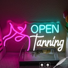 Open Tanning Neon Sign For Wall Decor,Dimmable Tanning LED Signs For Bedroom,...