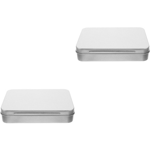 2 Pack Rectangular Tinplate Box Mini Storage Boxes with Lids Containers ...