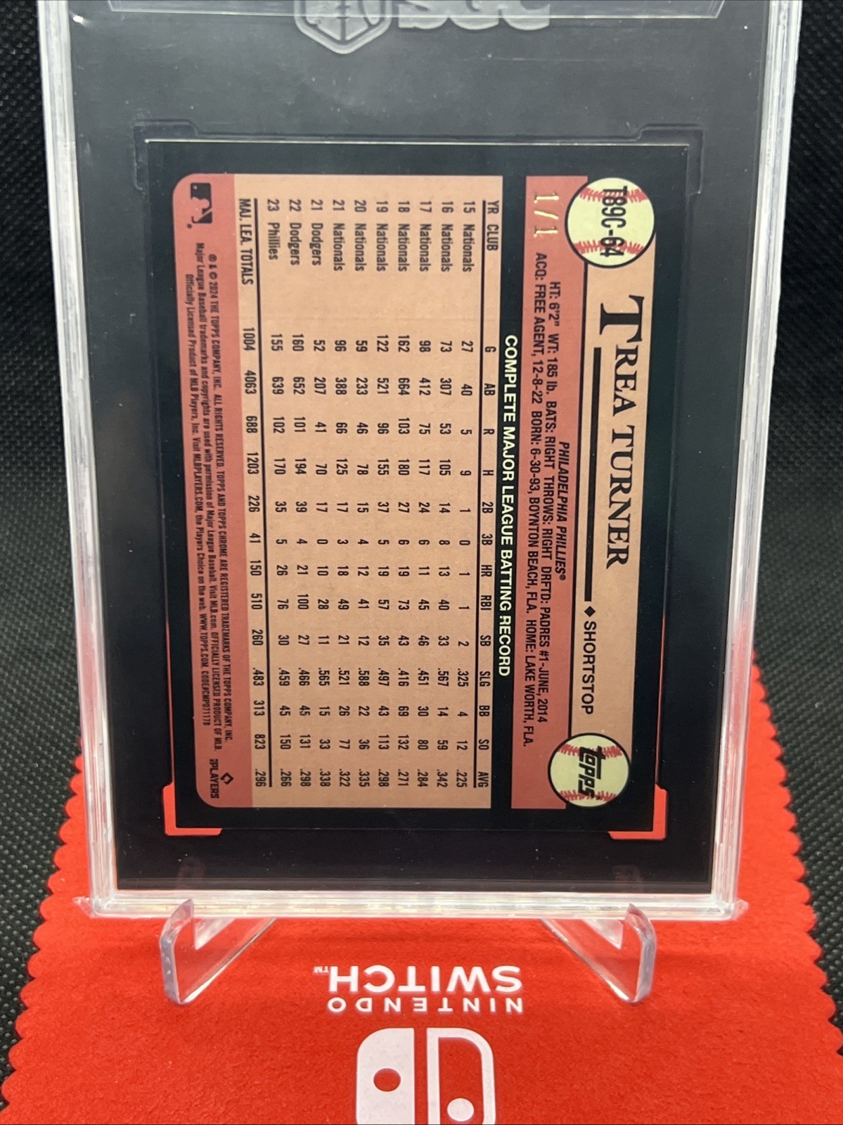 2024 TOPPS SERIES 1 1989 TOPPS CHROME  T89C-64  TREA TURNER 1/1 SUPERFRACTOR view 2