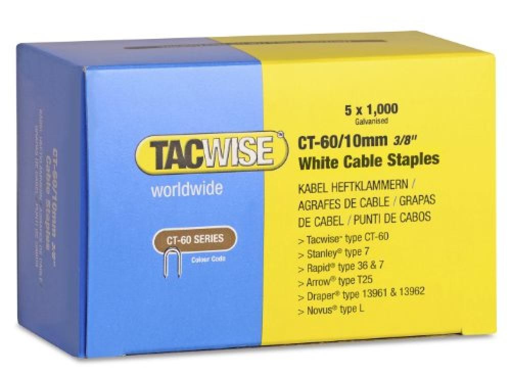 Tacwise 1094 CT-60 Punti Bianchi 10mm | Fissaggio Cavi Professionale