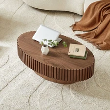 Handcrafted Coffee Table with Sturdy Base Walnut MDF Material