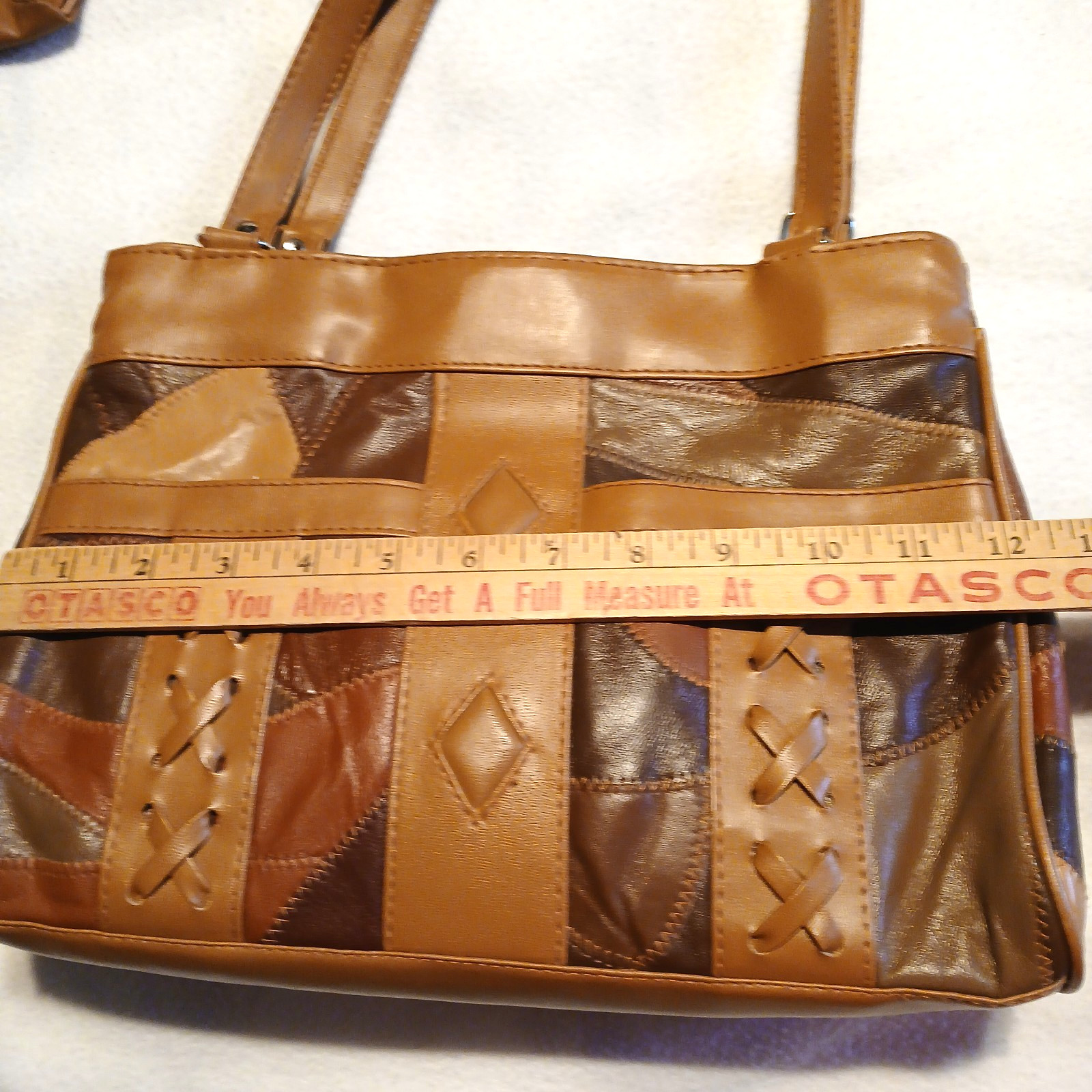 Patchwork Leather Handbag Purse Shoulder Bag Coin… - image 6