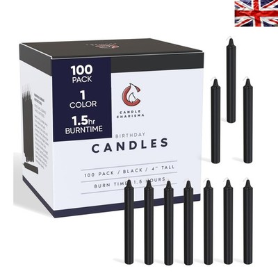 Lange Brenndauer 100er Pack schwarze Zauberkerzen - tropffrei & rauchfrei für alle Gelegenheiten