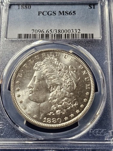 1880 P Morgan Silver Dollar PCGS  MS65 Blast White!