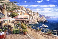 Ceramic Backsplash Tile Mural Water View Landscape - Amalfi Coastline