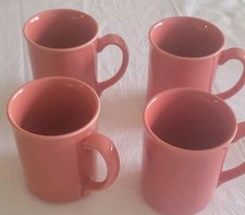 VTG Corning Ware Coffee Cups Mugs Set of 4 Coral Salmon Pink USA