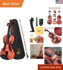Beginner Violin Set 4/4 Full Size All Wood Xmas Red with Bow Case Tuner Rosin